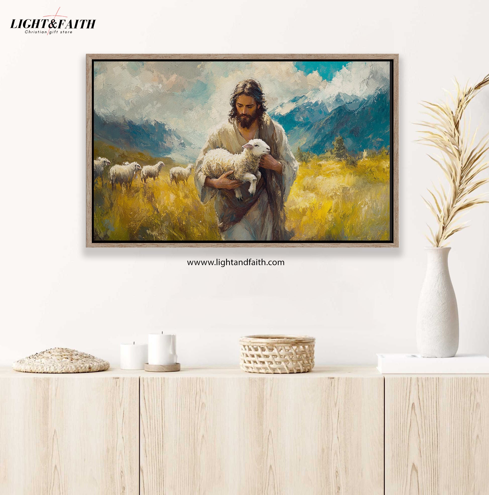 Shepherd’s Love Poster, Jesus Sheep Poster, Living Room Wall Art, Home Decor, Peaceful, Jesus Poster, Modern Home, Beautiful Gift Idea